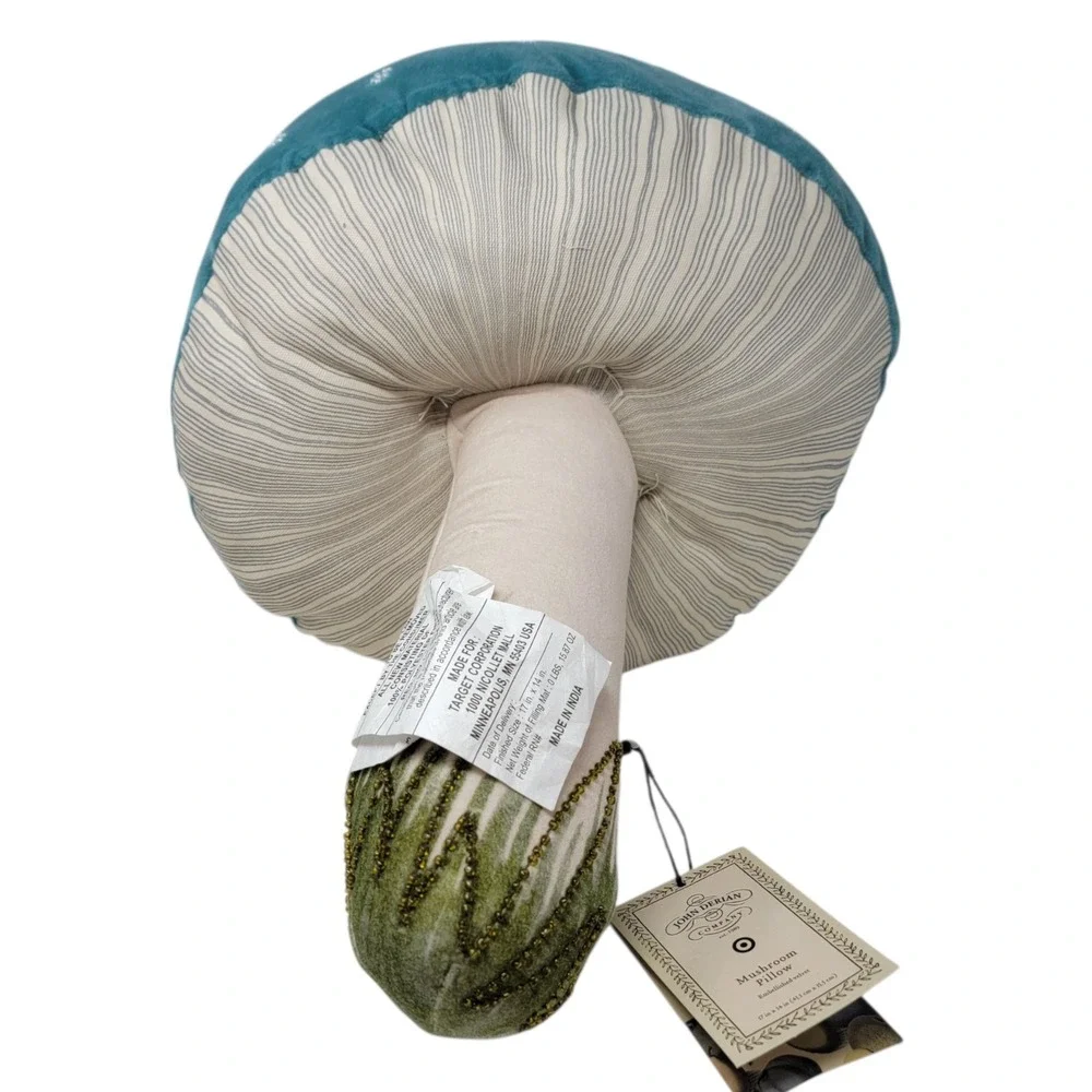 John Derian X Target 2024 Mushroom Pillow Blue‎ Embellished Thanksgiving New
